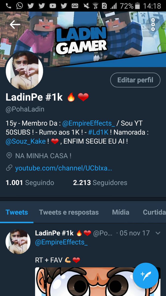 SIGAM MEU NOVO TWITTER : @PohaLadin ! ❤💪