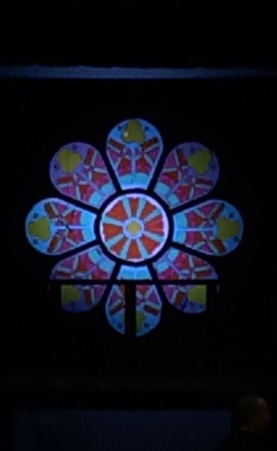 2GoofsInDaBooth's tweet image. The stain glass is LIT y&apos;all #hunch17