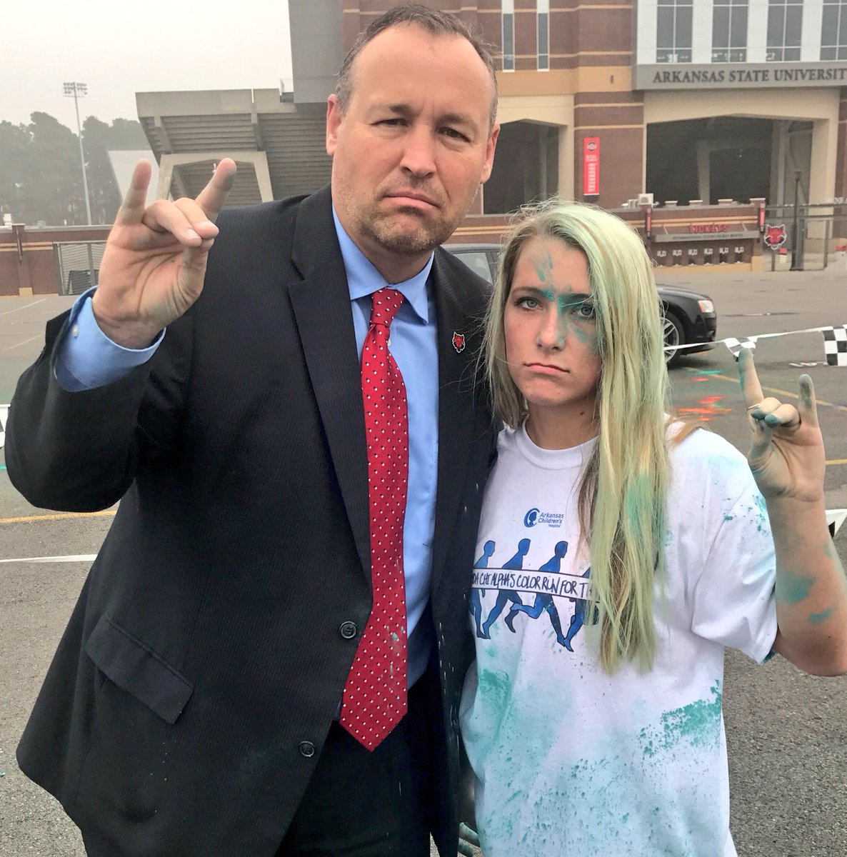 kdamp's tweet photo. @LambdaChiAlpha Color Run 5K at @ArkansasState! #AfterPics https://t.co/bQETgFcBk5