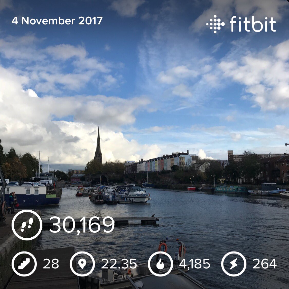 Hibbsy37's tweet photo. Sunshine and showers in #Bristol today, didnโt stop our little stroll #fitbit #thirtyK https://t.co/J6tUGdGcku