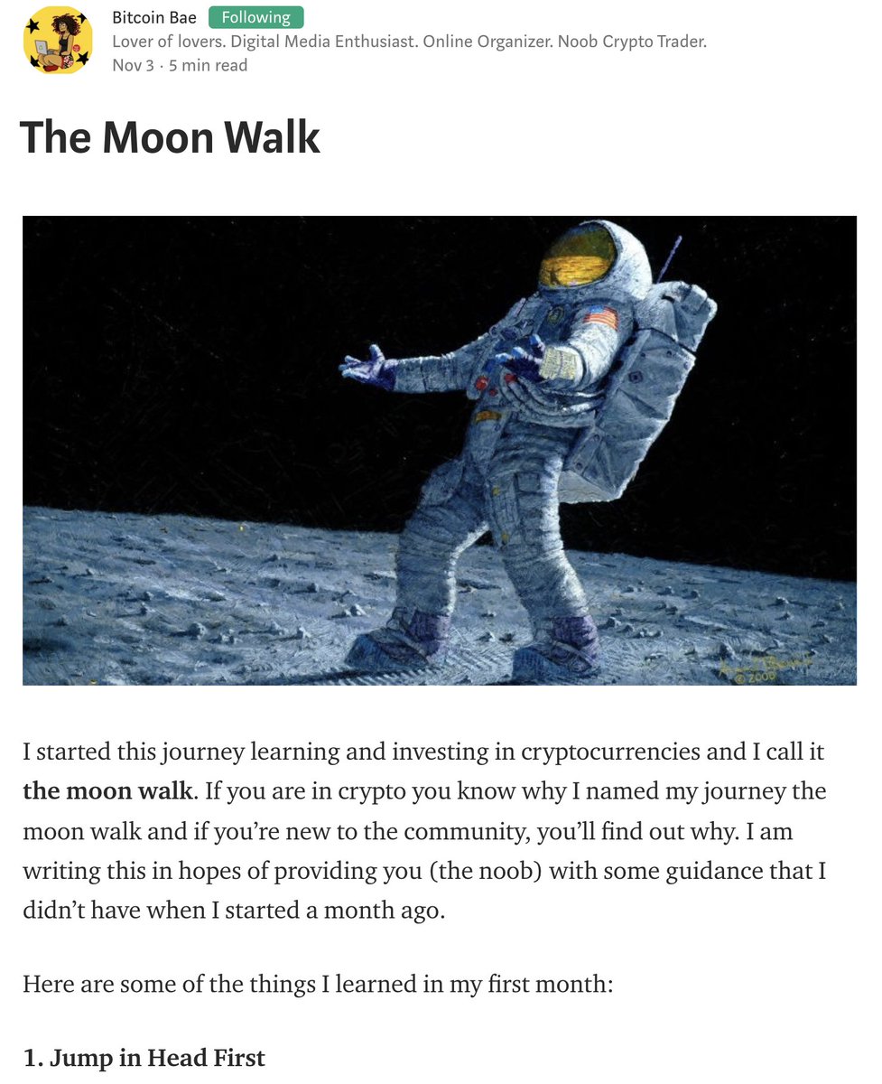 "The Moon Walk":  @bitcoinbae  https://medium.com/@lovebomb/the-moon-walk-cc94420b5933