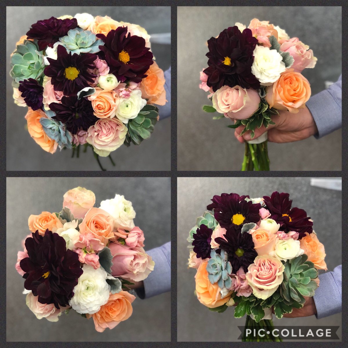 Succulents in wedding bouquets? GENIUS!!!