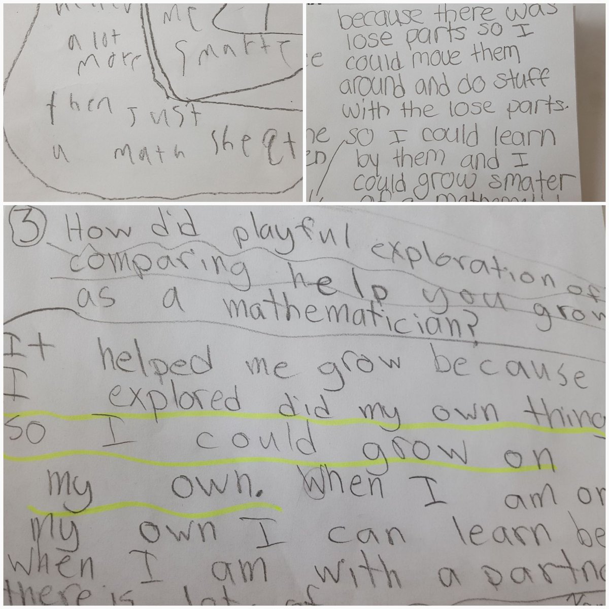 86LeeAnne's tweet photo. "How did playful exploration of comparing help you grow as a mathematician?" #studenttalk #PSSDvhs #playfulmath #playfulexploration https://t.co/Mh9fI2vQkJ