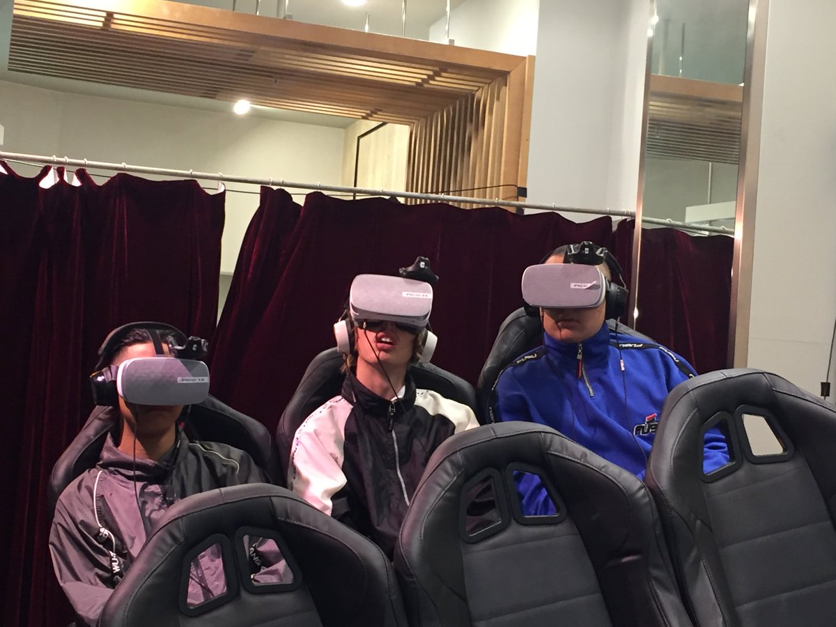3 dudes #tryVR on the Mechatron motion platform #virtualreality ride <a href="/imaginariumvr/">Imaginarium VR</a>. #Perth ivr.store