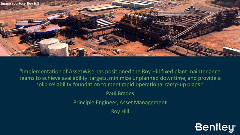 Roy Hill saved AUD 1.5 MN by developing an asset lifecycle performance &amp; management program using Bentley technology bit.ly/2j5vBjm #AssetWise #assetperformance #assetlifecycle