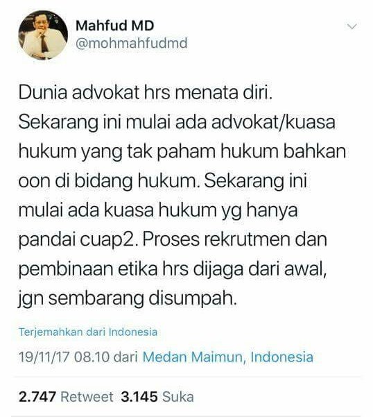 GunRomli's tweet photo. Setuju Prof @mohmahfudmd https://t.co/Wdur23Drwq