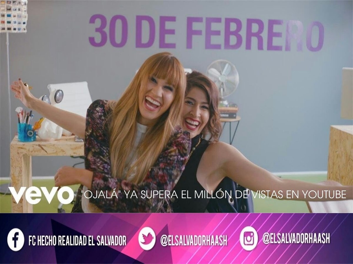ElSalvadorHaAsh's tweet photo. #Ojalá de @haashoficial ya tiene más de 1 millón de vistas en YouTube; felicidades Ha*Ash. Vamos por más!
#30DeFebrero
#HaAshFans
#HaAshFansRule
#HaAsh
#HaAshEnElSalvador
#HaAshFamily
#HaAshFansPower
#HaAshFansForever
#HaAshFansDeCorazon
#HaAshFansSalvadoreños https://t.co/xWuOU7b138