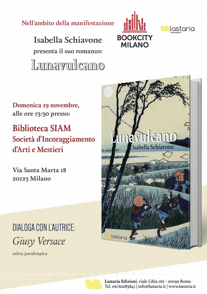 Oggi <a href="/IsabelSchiavone/">Isabella Schiavone</a> sarà con il suo libro #lunavulcano a #bookcity di #milano, in via Santa Marta 18. Con lei ci sarà <a href="/GiusyVersace/">Giusy Versace</a>. Vi aspettiamo!