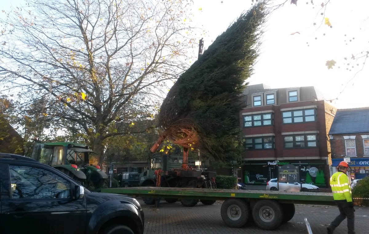 FleetCouncil's tweet photo. Christmas Tree's arrived!! Thanks to: @NattaBuilding for kindly sponsoring this year's Christmas tree, Cedardale for their professional service installing the tree, @HartCouncil for allowing it pride of place in the Square &amp; last but not least W.C. Baker &amp; Son for all their help! https://t.co/OTHEbziWpy