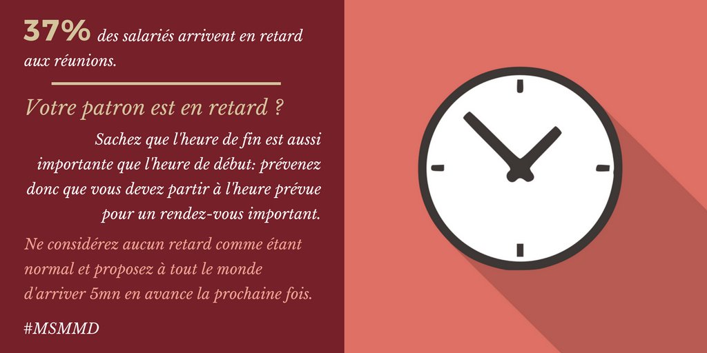 pierremasq's tweet photo. @delphinechau @ldifrancia @ESSEC_MSMMD @jnfelli @gchatelain @camilledvvr @GeraldinePernot N°2 : “J'ai remarqué souvent que les gens qui sont en retard sont de bien meilleure humeur que ceux qui ont dû les attendre", André Roussin.
Parce que le temps c'est de l'argent, les retards en réunion coûtent cher à l'entreprise et agacent les employés.
#Management #ESSEC #MSMMD https://t.co/2tCoMrjcE9