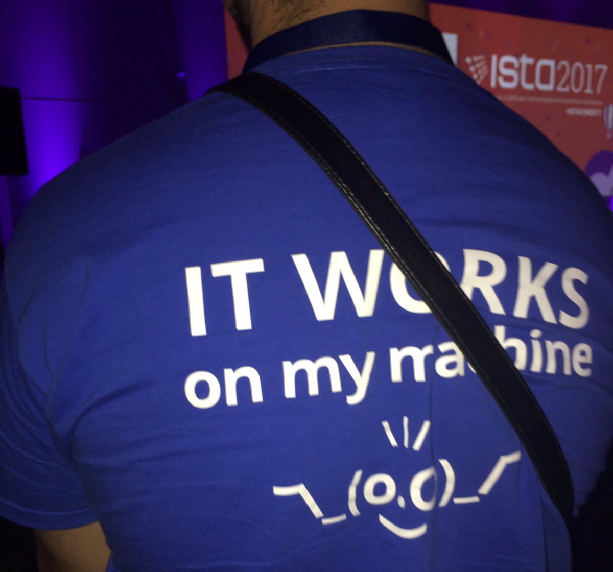 hnedkova's tweet photo. "It works.. on my machine.. \_(o.o)_/" #seenatISTA #Dev-QA-stereotypes #istacon2017 https://t.co/pET1t2Cnx1