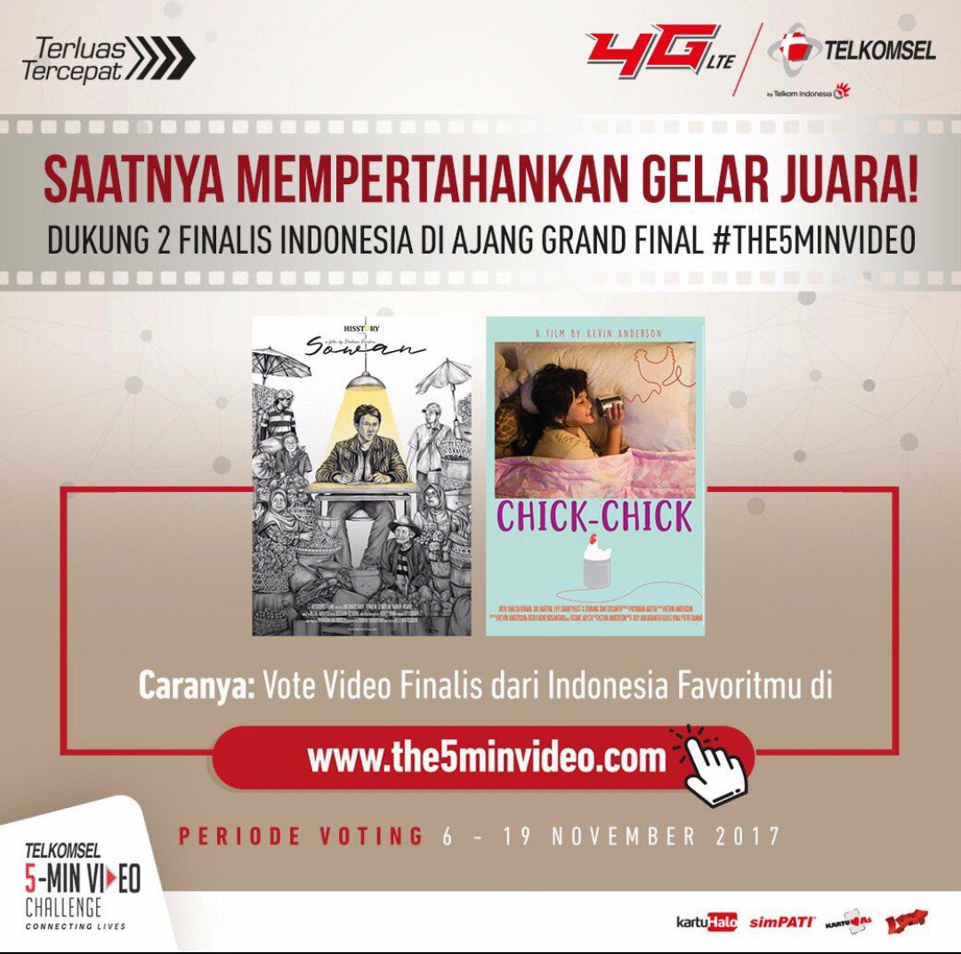 febrieindriawan's tweet photo. Yuk dukung video hasil karya anak bangsa #TELKOMSEL #The5MinVideo votenya di https://t.co/zw4gmB5USz https://t.co/UD75dy1kxZ