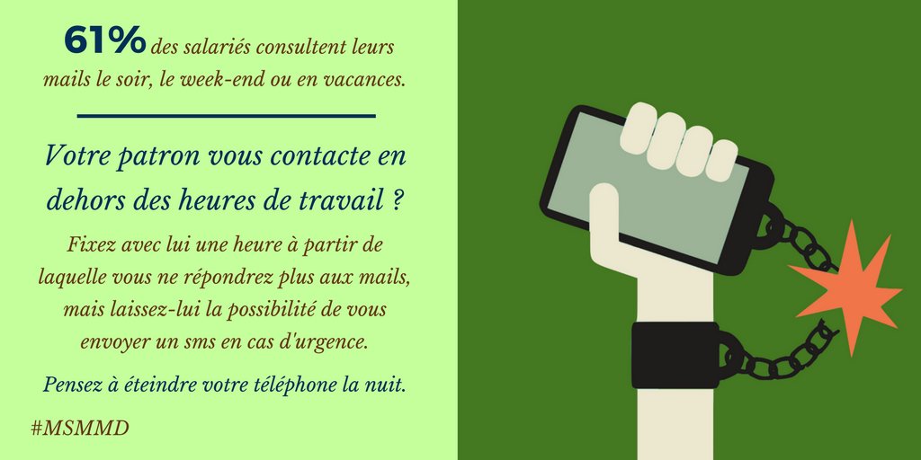 camilledvvr's tweet photo. @GeraldinePernot @delphinechau @pierremasq @ldifrancia @ESSEC_MSMMD @jnfelli @gchatelain N°8 : La nomophobie désigne la peur excessive d’être séparé de son téléphone portable. Une addiction qui introduit un besoin urgent : le “droit à la déconnexion” dans le @CodeDuTravail .
#Management #ESSEC #MSMMD https://t.co/kmuZK9AKqP