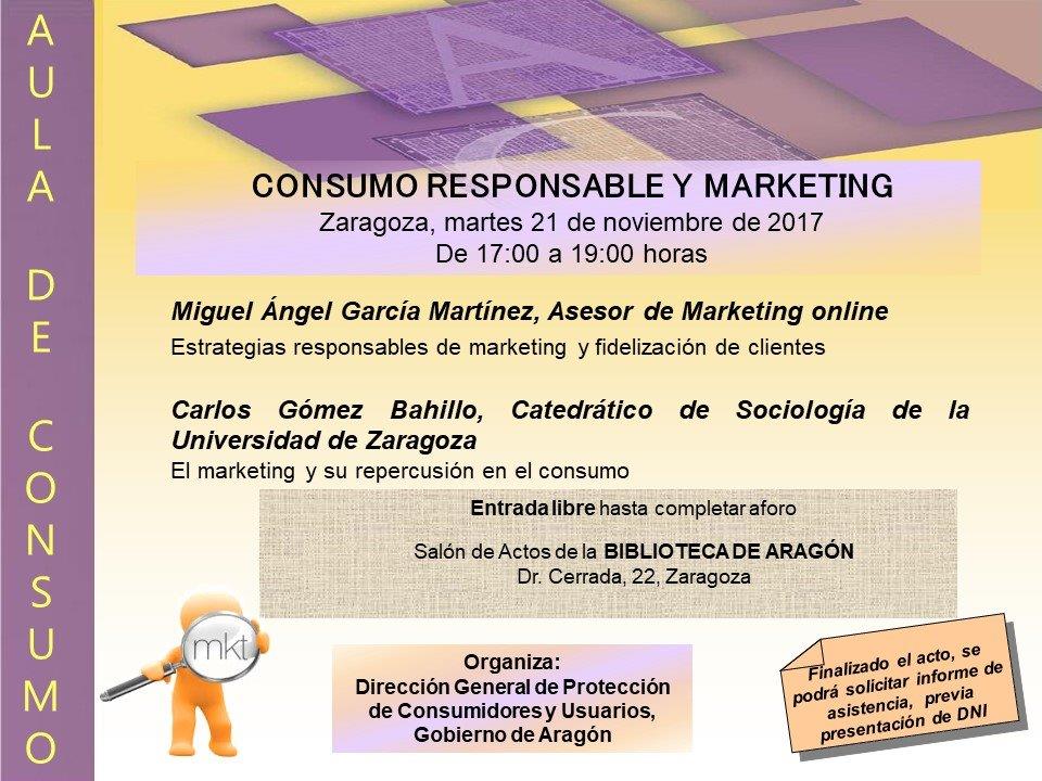 ACSanJorge's tweet photo. Aula de #Consumo. Consumo responsable y marketing.
Martes 21 de noviembre, a las 17 horas. Biblioteca de Aragón. Zaragoza. https://t.co/YTqxtN1ZGG
