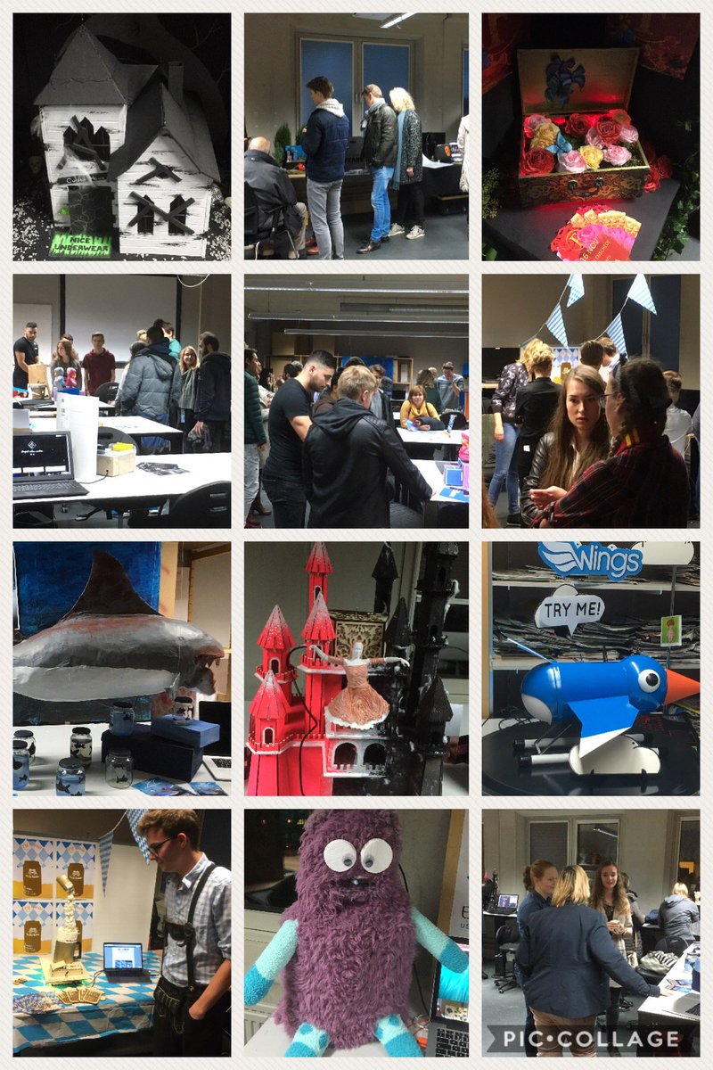 ellenvdbosch's tweet photo. 1e jaars studenten, 1e kwartiel, 1e project: Interactieve "Useless Machine". Kijkavond/expositie voor ouders/vrienden/familie. Zo fijn om studenten TROTS te zien, en de ouders (nog) trotser! Ambitie, passie en delen @ Saxion GMGT! https://t.co/okvWkwNpPI