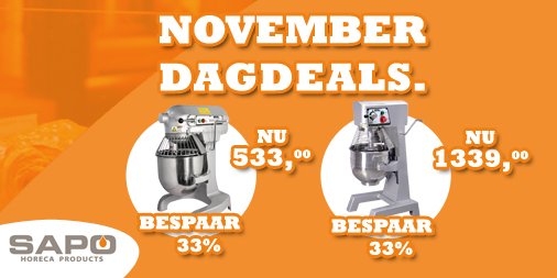 SAPO_products's tweet photo. In de maanden november en december kunt u dagelijks profiteren van geweldige kortingen op uw favoriete producten. Wees er snel bij!

De dagdeals voor vandaag zijn een planeetmenger 10L en een planeetmenger 30L! Ideaal voor #bakkers en in de #horeca! 
https://t.co/rnvDcCw5td https://t.co/IIPPcOIRZX