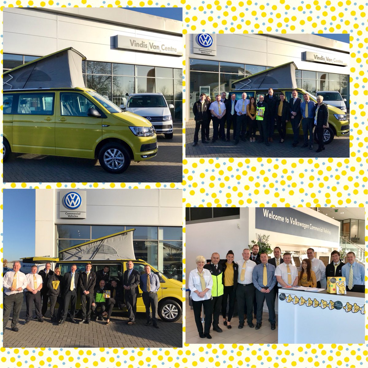 dawnv23's tweet photo. Wearing yellow, raising money for #bbcchildreninneed at Vindis Van Centre #vindis #vindisvancentre #vwcamper https://t.co/J8W6u1o0uD