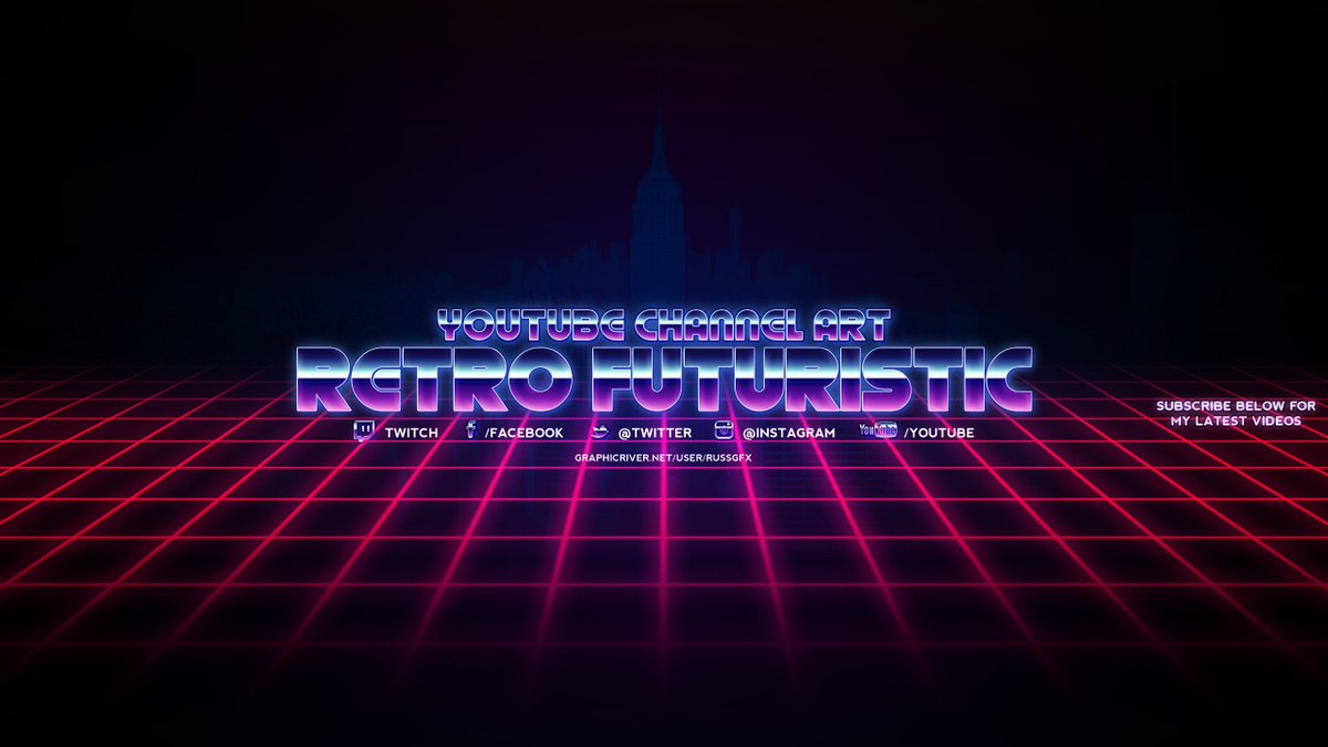 Russgfx On Twitter 3 Retro Futuristic Youtube Channel Art