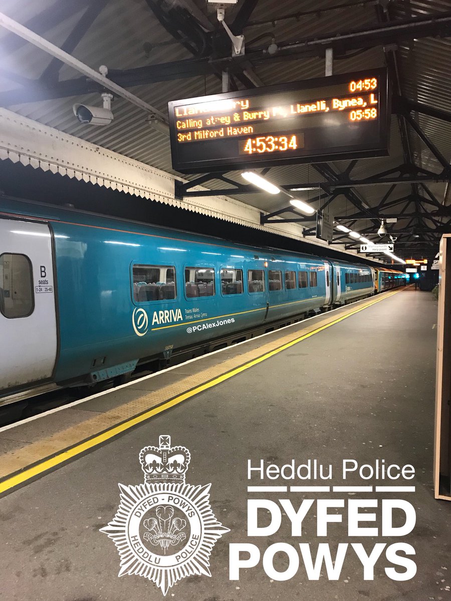 PCAlexJones's tweet photo. Early Morning Visit to #Carmarthen @ArrivaTW Railway Station to report of two intoxicated males refusing to leave waiting area, known for not paying for tickets. #askedtoleave https://t.co/E7fASUWe2n