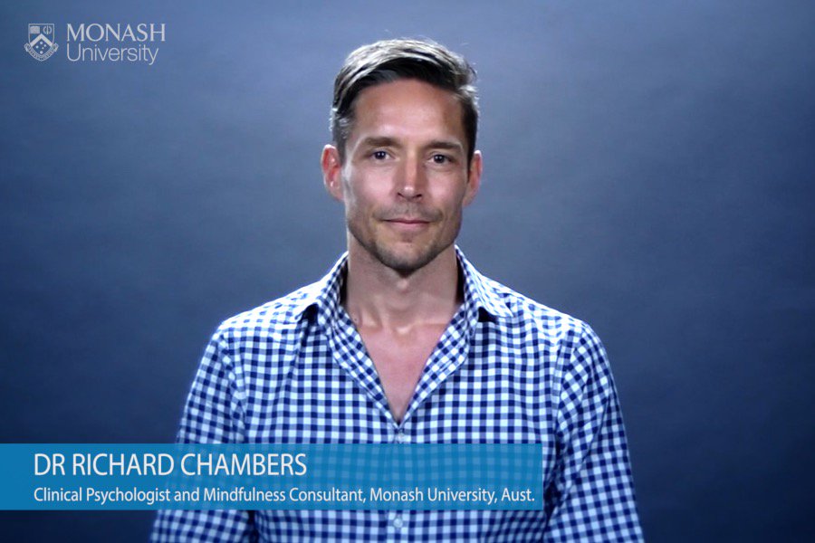 MindfulMonash's tweet photo. It's our favourite part of the week, when the lead educators share an informal video in direct response to the thousands of learners around the world taking our course. This week Richard's in the studio and Craig reports in from Taiwan for "Maintaining a Mindful Life" #FLMindLife https://t.co/WlZs1YOGm8