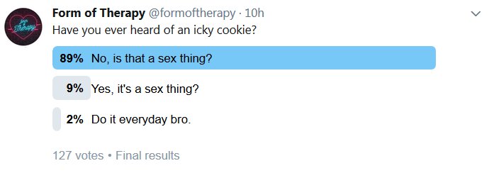 he publicly tweets about super weird sexual things, despite being fully aware that much of his fanbase consists of minors, even tweeting polls for people to vote in. (this doesn't include his multiple tweets that mention him being naked for... whatever reason?)