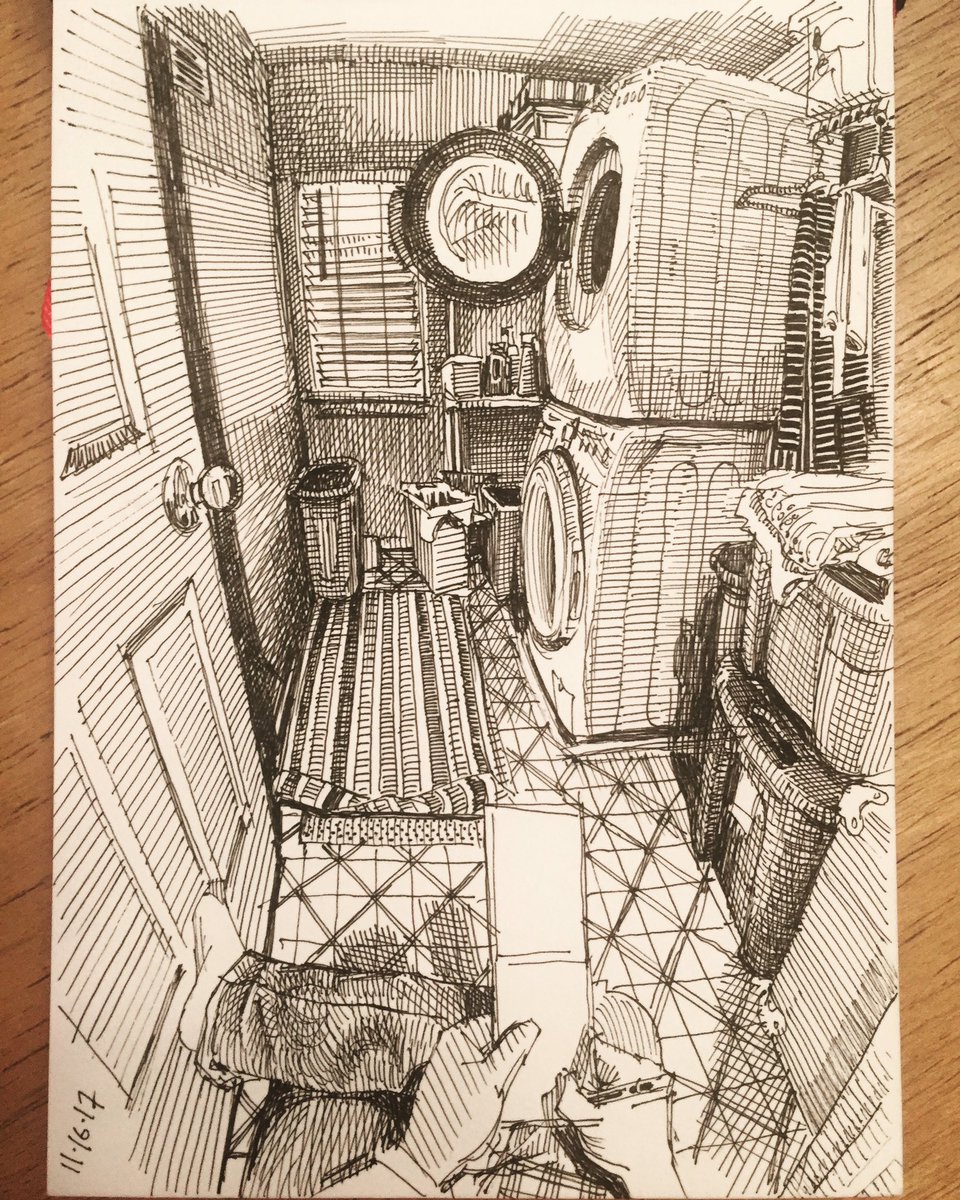 Laundry room. Almost have every room in the house now... #sketchbook #ocd #noprizeforthepersonwhoguesseswhichroomihaventdone 