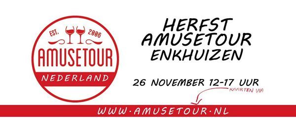 Zondag 26 november de herfst <a href="/amusetour_nl/">Amusetour</a> in #Enkhuizen. Genieten van eten en wijnen bij 7 restaurants. Kom jij ook? buff.ly/2iaDX9W
#StationsCafe
#dubbelendwars
<a href="/vanbleiswijk/">Van Bleiswijk</a> 
#RestaurantBroekhuizen
@OnderdeWester
 #RestaurantDeSmederij <a href="/restaurantdesme/">restaurantdesmederij</a>
#DieDrieHaringhe