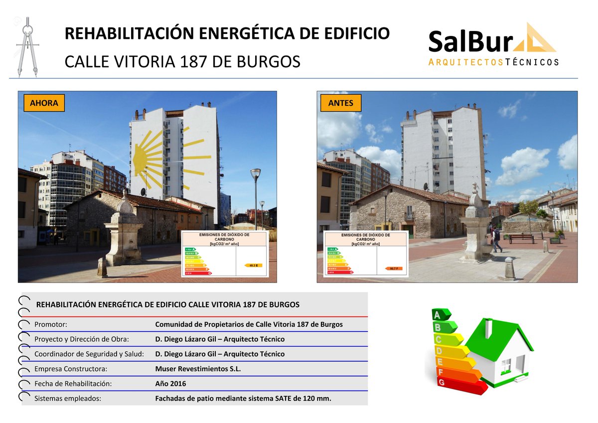 AT_SalBur's tweet photo. Nos han dicho que en varias fotografías del calendario 2018 de la Asociación de Comerciantes de Gamonal sale de fondo el mural ejecutado por @grupomuser en la rehabilitación energética proyectada por @Iegus #EficienciaEnergética #Burgos #mural #CaminodeSantiago https://t.co/i6wKI1D53z