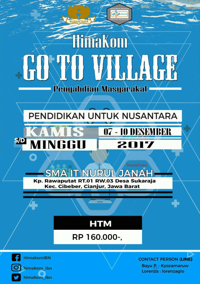 Haii guys 🤗
Ayo daftar dan bergabung !!!
Pengabdian Masyarakat    
      " GO TO VILLAGE "
" PENDIDIKAN UNTUK NUSANTARA "
