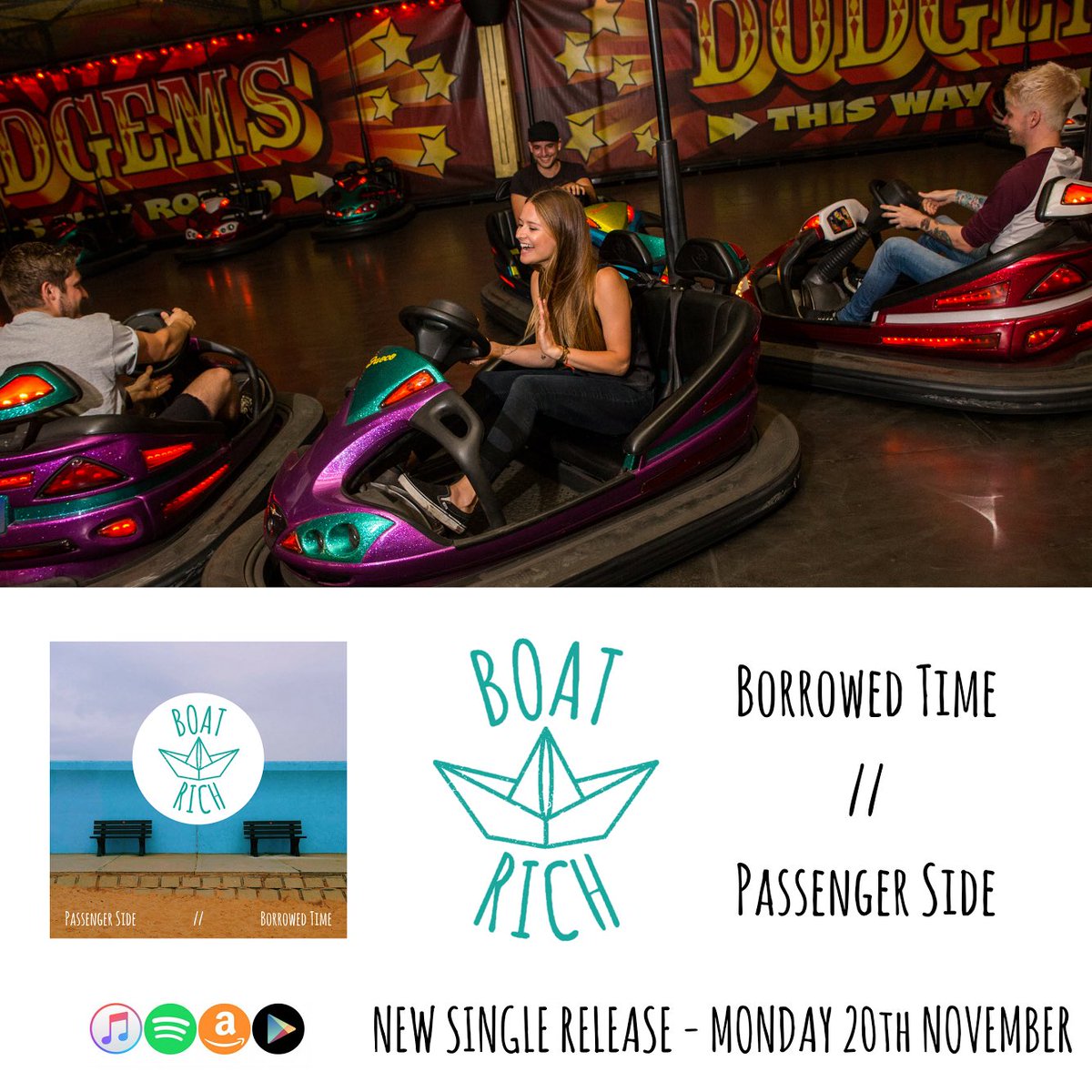 NEW MUSIC! We're back. Our new 2 track single 'Passenger Side // Borrowed Time' is out Monday. We can't wait for you to hear these 🙌🏼 #poppunk #ukpoppunk #newmusic #boatrich