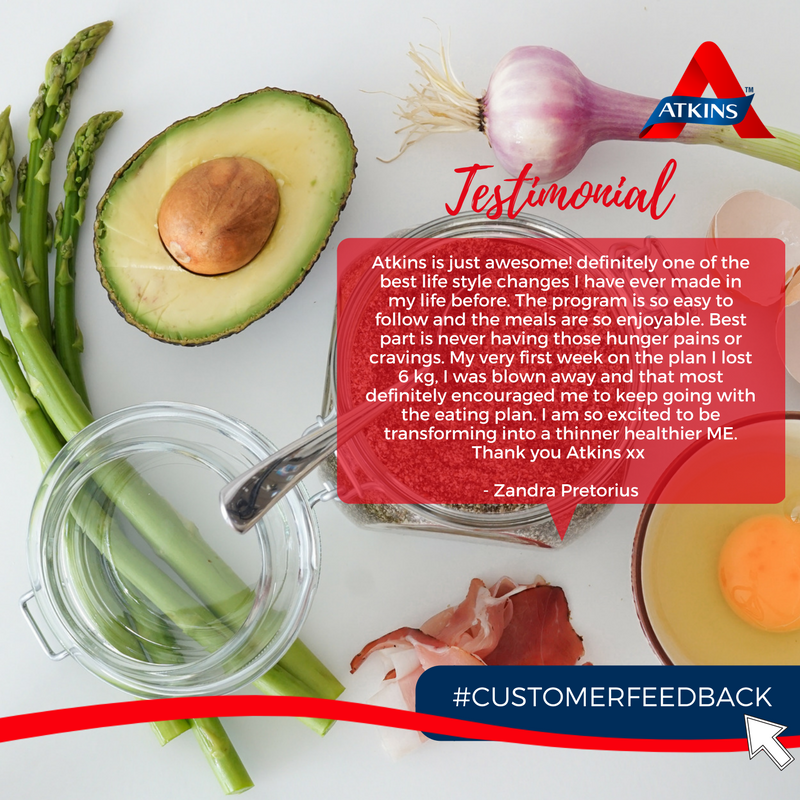 Atkins_SA's tweet photo. #FeedbackFriday We love reading about our #AtkinsCommunity's successes with this lifestyle and how much our advice and products have helped in the process! Share your stories with us! 

#lowcarbcurious #lowcarb #lowsugar #Carbconscious https://t.co/cPPBZOZfia