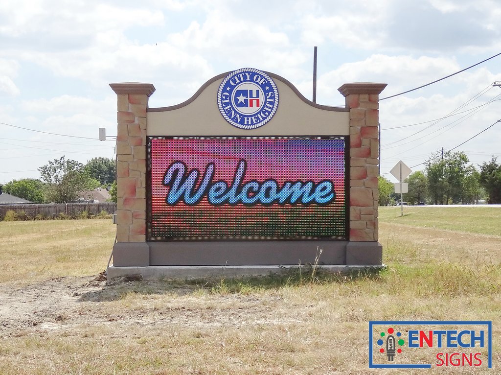 ENTECHSIGNS's tweet image. City of Glenn Heights Improves Safety, Awareness and Build's a Close-Knit Community With a NEW LED Marquee! #LEDsign #DigitalSignage #Electronicsign
 #Fullcolorsign
goo.gl/muLUQc