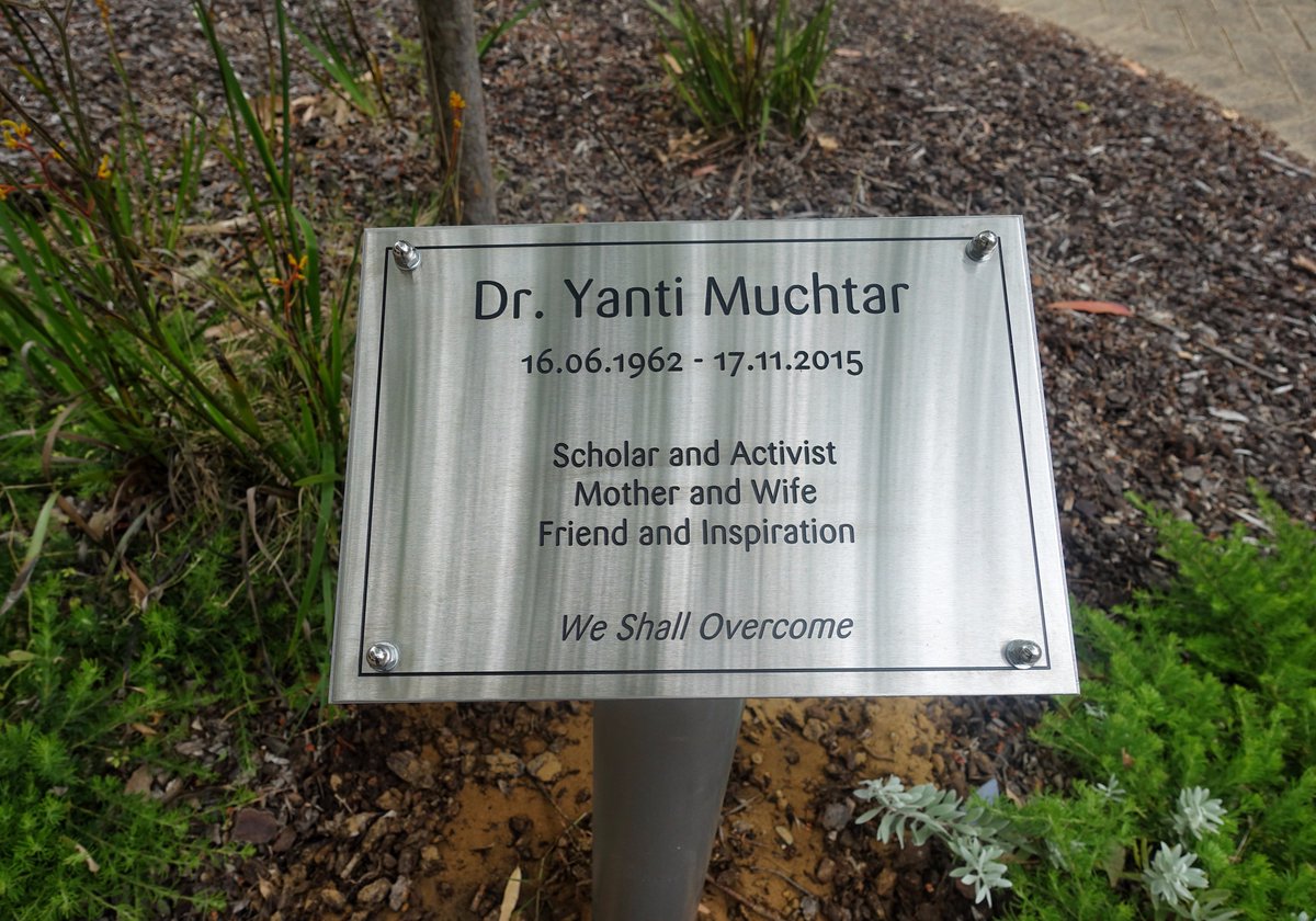 iwilson69's tweet photo. A memorial plaque for our dear friend and colleague Yanti Muchtar was installed in front of the Asia Research Centre today @AsiaResearchC @MurdochUni https://t.co/EwMGczkK94
