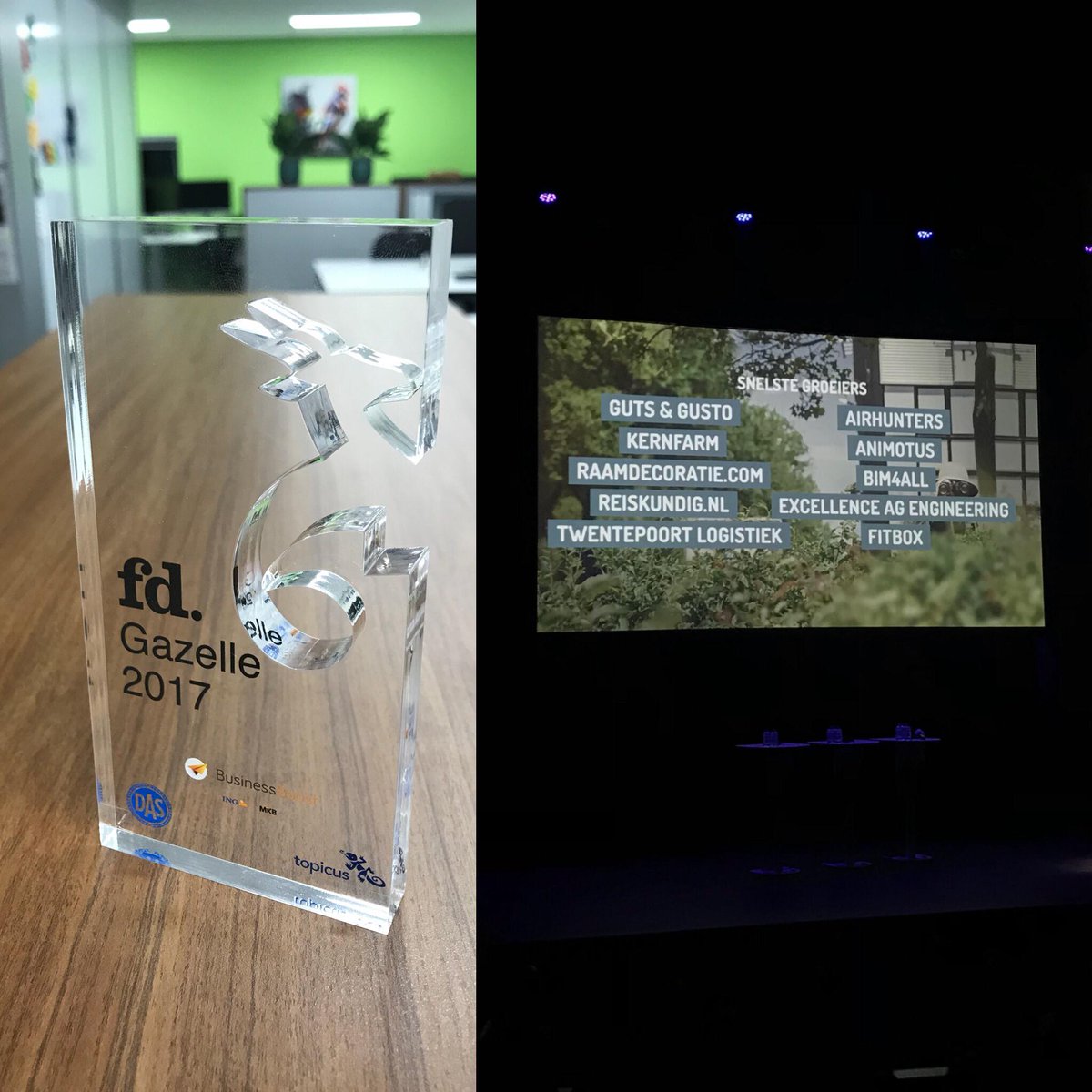 Gisteravond de #FDGazelle 2017 #Award in ontvangst mogen nemen, voor onze plek in de #top10 snelst groeiende bedrijven. Trots! #BIM4ALL 🏆