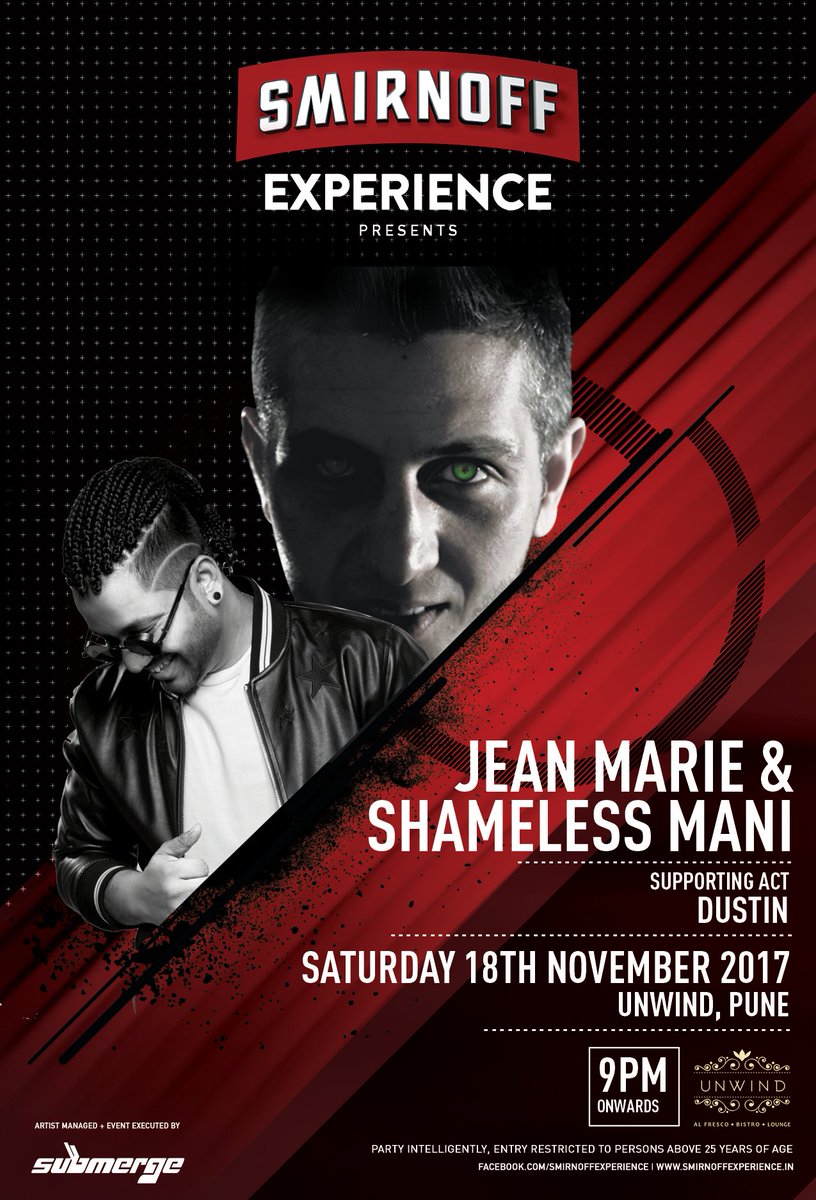 Eelementsinc's tweet photo. Monster night in store for #Pune with JEAN MARIE at Unwind Pune this Saturday! Who's coming?!

#SmirnoffExperience #ElementsInc submerge.in https://t.co/VOEKrJ7kZR