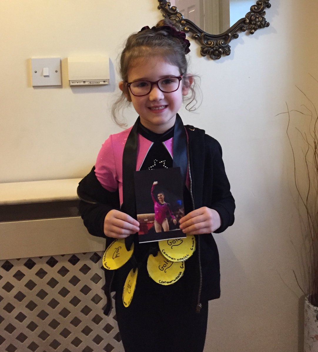 Fifi dressed as @claudia_frag for dress as your hero day 😍 🤸‍♂️#childreninneed #britishgymnastics #4goldmedals #commonwealthgames #fifi