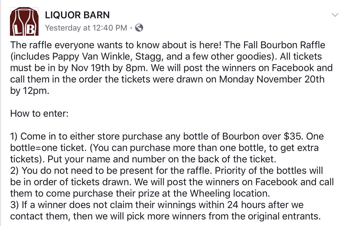 pappytracker's tweet image. Info on the Liquor Barn #PappyVanWinkle raffle! @liquorbarn