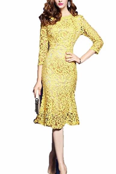 amazon.com/Womens-Cocktai…
Women's Cocktail Dress Lace Long Sleeve Swing Vintage Dresses Yellow 066