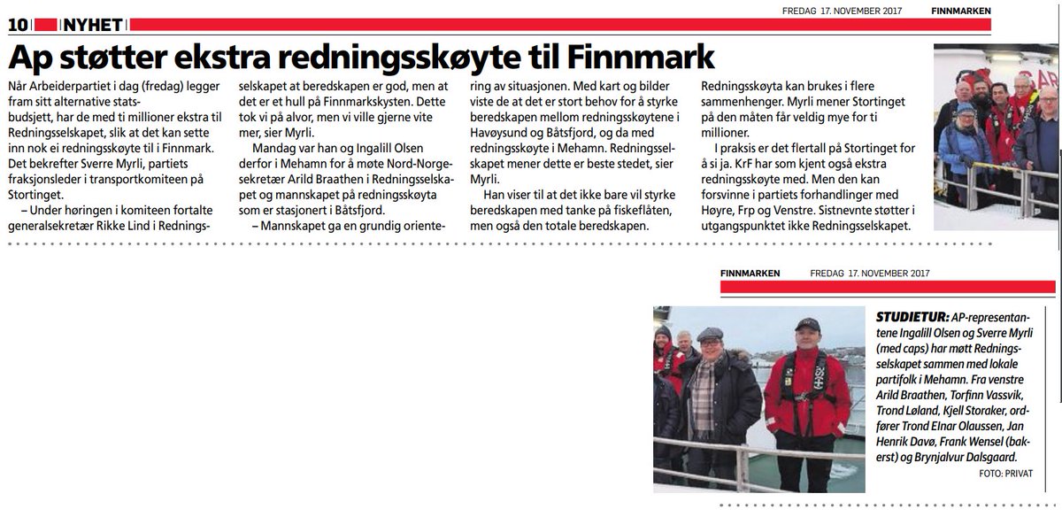 OddbjoernNesje's tweet image. @jonasgahrstore @trond_giske @SverreMyrli Takk for støtten til ny #redningsskøyte i #Mehamn #Finnmark i @Arbeiderpartiet sitt alternative #statsbudsjett! Viktig tiltak for å styrke #beredskap #slepekapasitet #sjøsikkerhet #kystsatsing i #nordområdene bit.ly/2zOiued