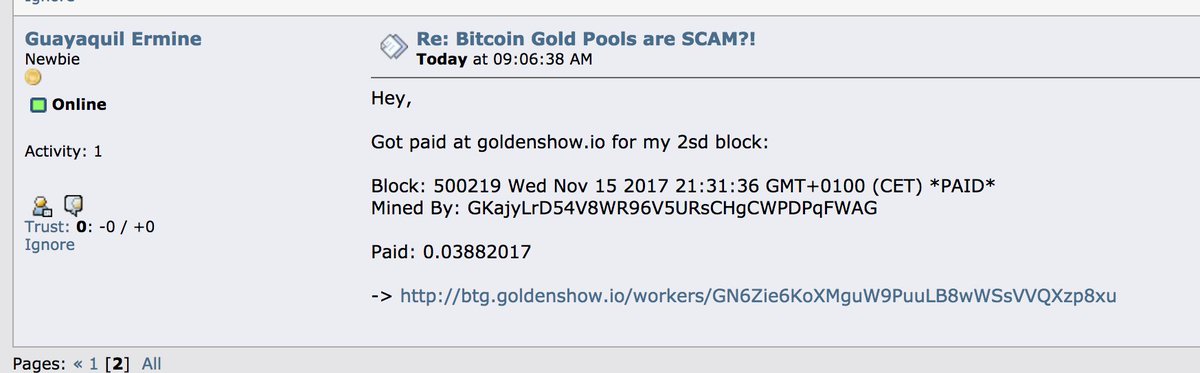 Goldenshowerio's tweet photo. Miners got paid today, who's next ? :)  $btg #pay #mining https://t.co/zJ82qtNjSf