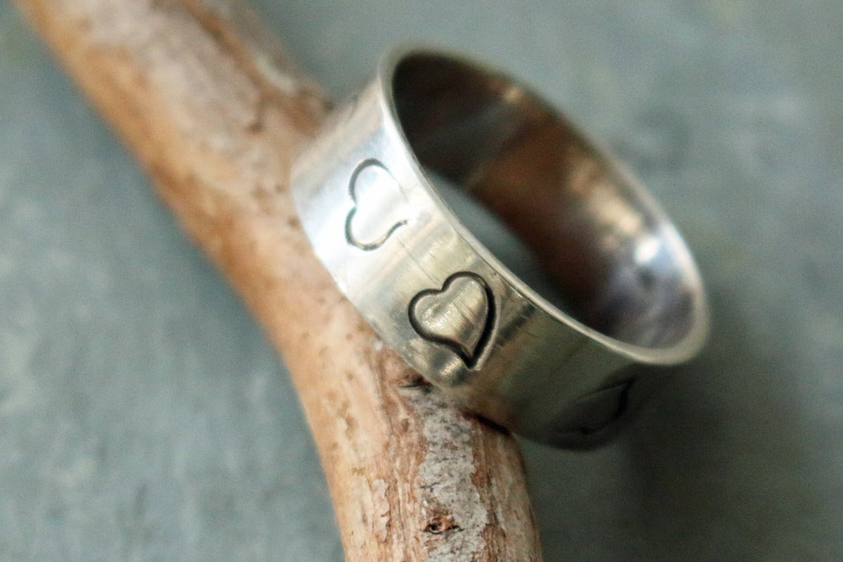 Heart Design Wide Band Sterling Silver Ring Ready to Ship tuppu.net/3f3c6f99 #jetteam #Ring