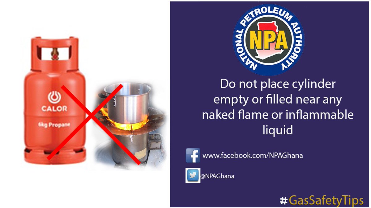 NPAGhana's tweet photo. Today's safety tip is on the repercussions for putting gas cylinder next to naked fire. #GasSafetyTips #Downstream #Petroleum #safety @Kojokaba @Joy997FM @Citi973 @benkoku @KWAKU101 @ABKwaku @NAkufoAddo @MBawumia https://t.co/JcPZTUsCVP