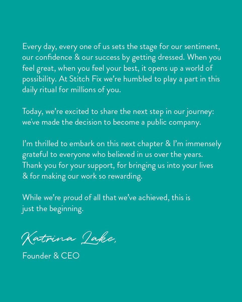 Today <a href="/stitchfix/">Stitch Fix</a> takes the next step in our journey! THANK YOU to all of you that believed and supported us over the years! #stitchfixgrit
