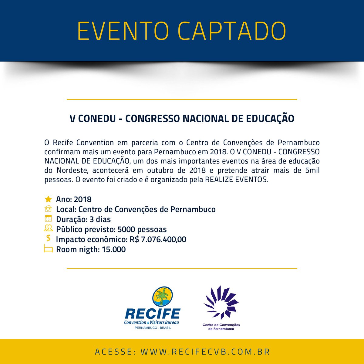 RecifeCVB's tweet photo. Toquem os sinos 🔔
Mais um evento captado com a parceria do Centro de Convenções de Pernambuco! Vem CONEDU 2018!#evento #eventocaptado #cecon #RecifeCVB #Turismo #Recife #conedu https://t.co/m1hZphcyjL