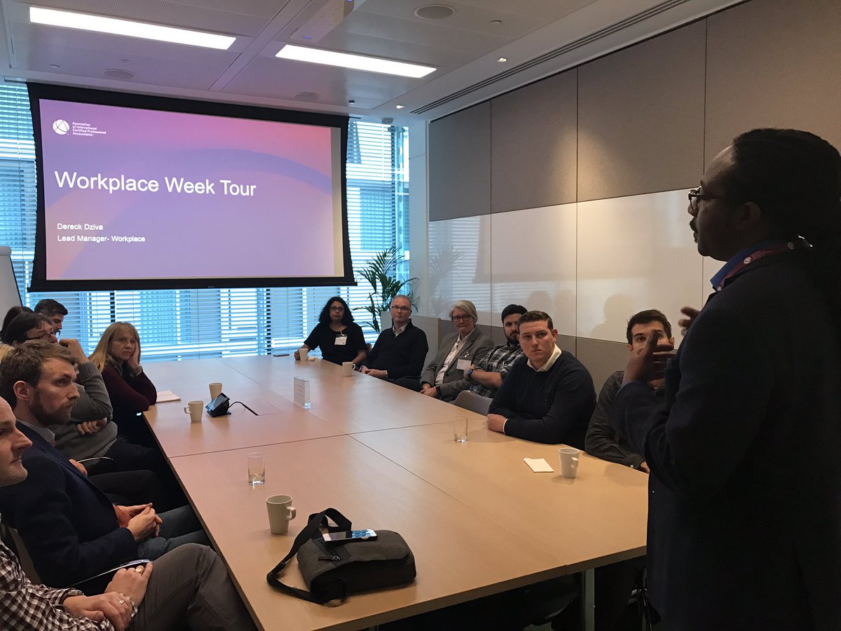 MagentaComms's tweet photo. Derek Dziva, lead manager of workplace from @AICPA opening the final @WorkplaceWeek17 tour of 2017! Excited to see the rest of the offices.... @AWA_Agile #WorkplaceWeek17 https://t.co/p3tAqZ4SKo