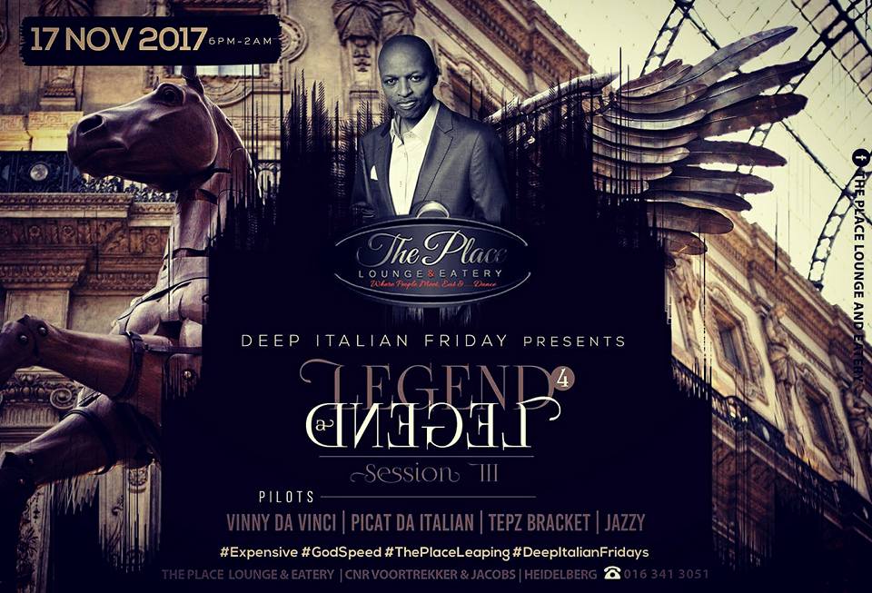 eCarWashRatanda's tweet photo. #DeepItalianFriday Presents:
#LegendForALegend Session III 

Pilots:
20:00-21:00-@TepzBracket 
21:00-22:00-@JuneJazzin
22:00-23:00-@PicatDaItalian 
23:00-02:00-@VinnyDaVinci 
Expensive Sounds For Rare Individuals!!!
#Expensive 
#GodSpeed
#ThePlaceTurnsFive 
#ThePlaceOfAllSeasons https://t.co/VrMos9VcSf