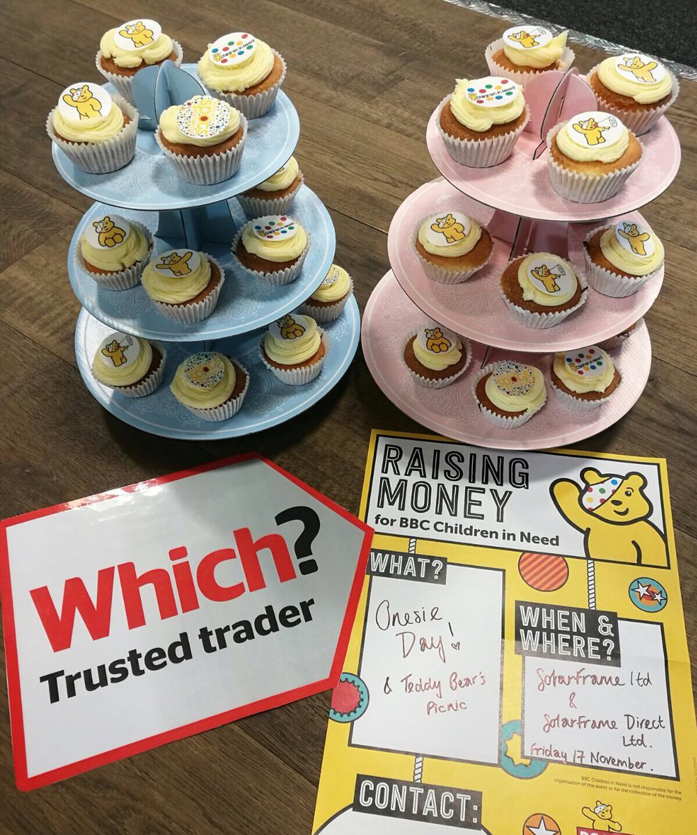 SolarFrame's tweet photo. Today we're raising money for Children in Need @SolarFrame! We're holding a 'Onesie Day' and a Teddy Bars Picnic! So far, we've raised a whopping £198.58! @BBCCiN @WhichTraders #wtotm #CIN2017 https://t.co/z6sA27VFAo