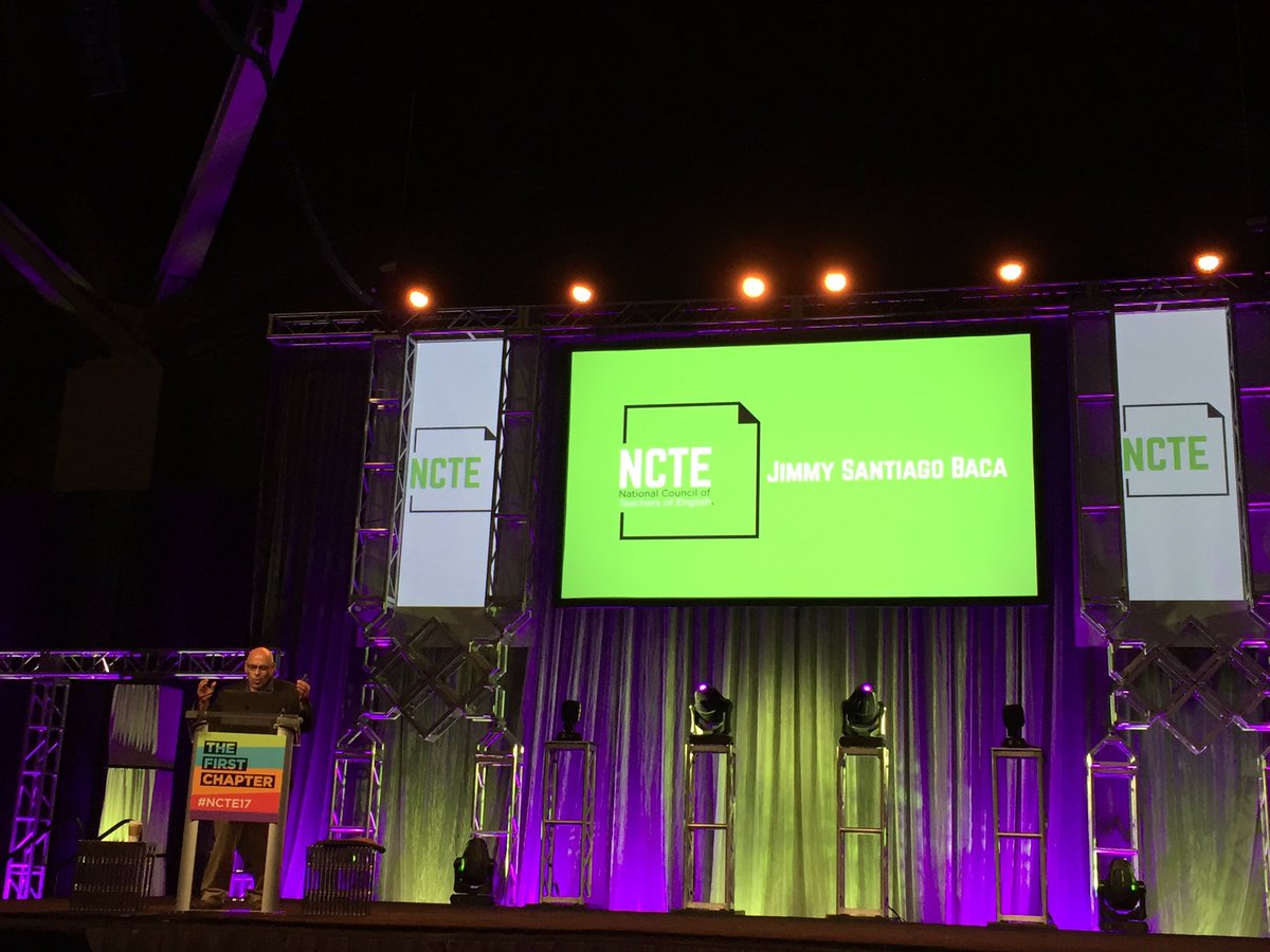 MeganKortlandt's tweet photo. "Classrooms are battlegrounds for love. We clutch hands when they're fisted. This is who we are. We are teachers." Jimmy Santiago Baca #ncte17 https://t.co/kgbr67d9wp