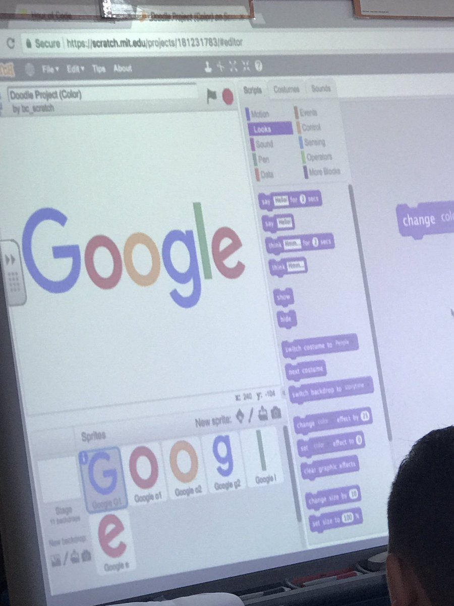 DigiLearnSA's tweet image. Google Doodles using Scratch @jthoodelemen @digitalhornets #computerscience #youngprogrammers #scratch