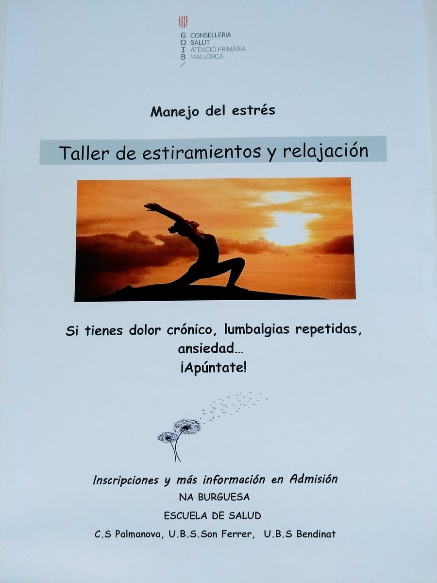 csalutpalmanova's tweet photo. Hoy en C.S Na Burguesa: 
"Taller de manejo del estrés"
@apmallorca https://t.co/46GnG0k5t2